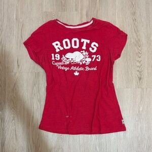 Roots Vintage Athletic Brand Red Graphic T-Shirt XS